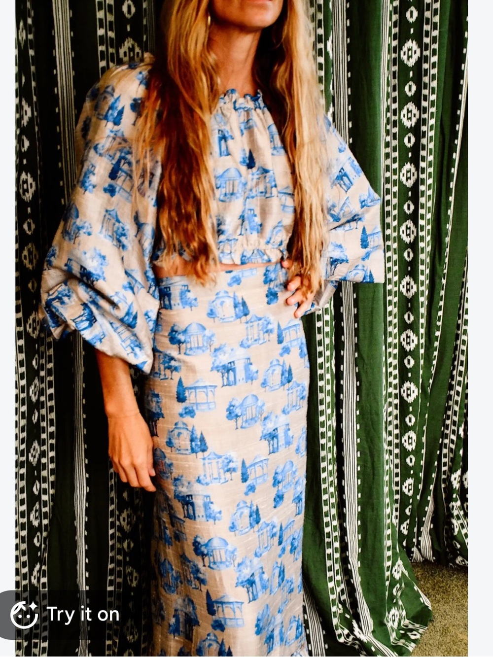 Coniglio Palm Beach BNWT Blue Toile Two-Piece Maxi Skirt Set